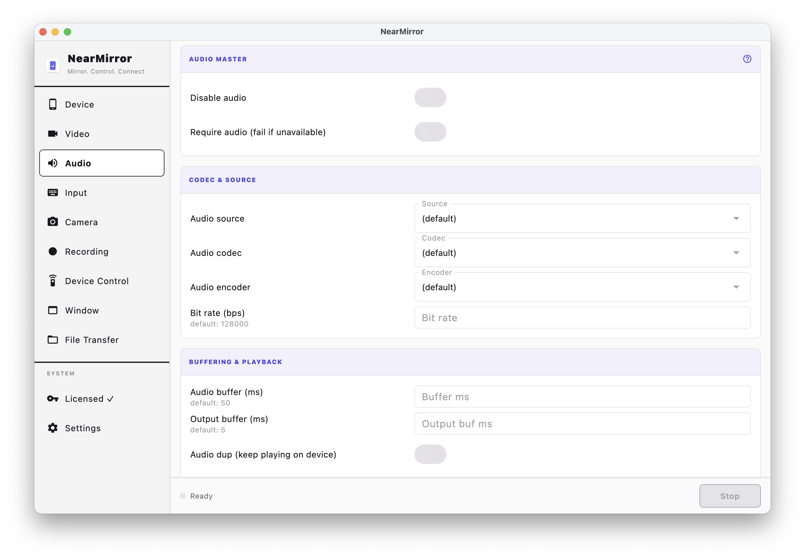 Audio Streaming screen