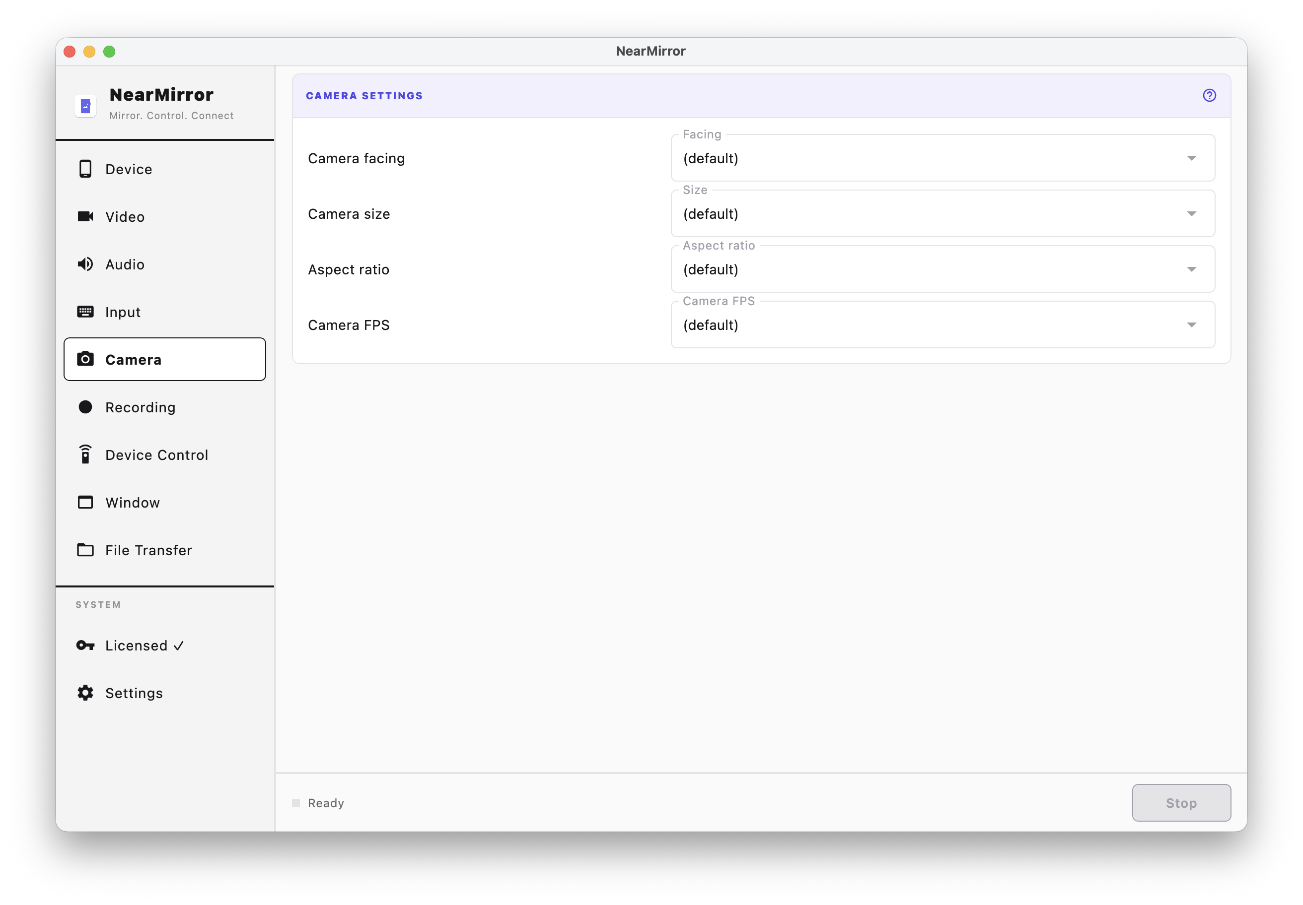 Camera as Webcam screen