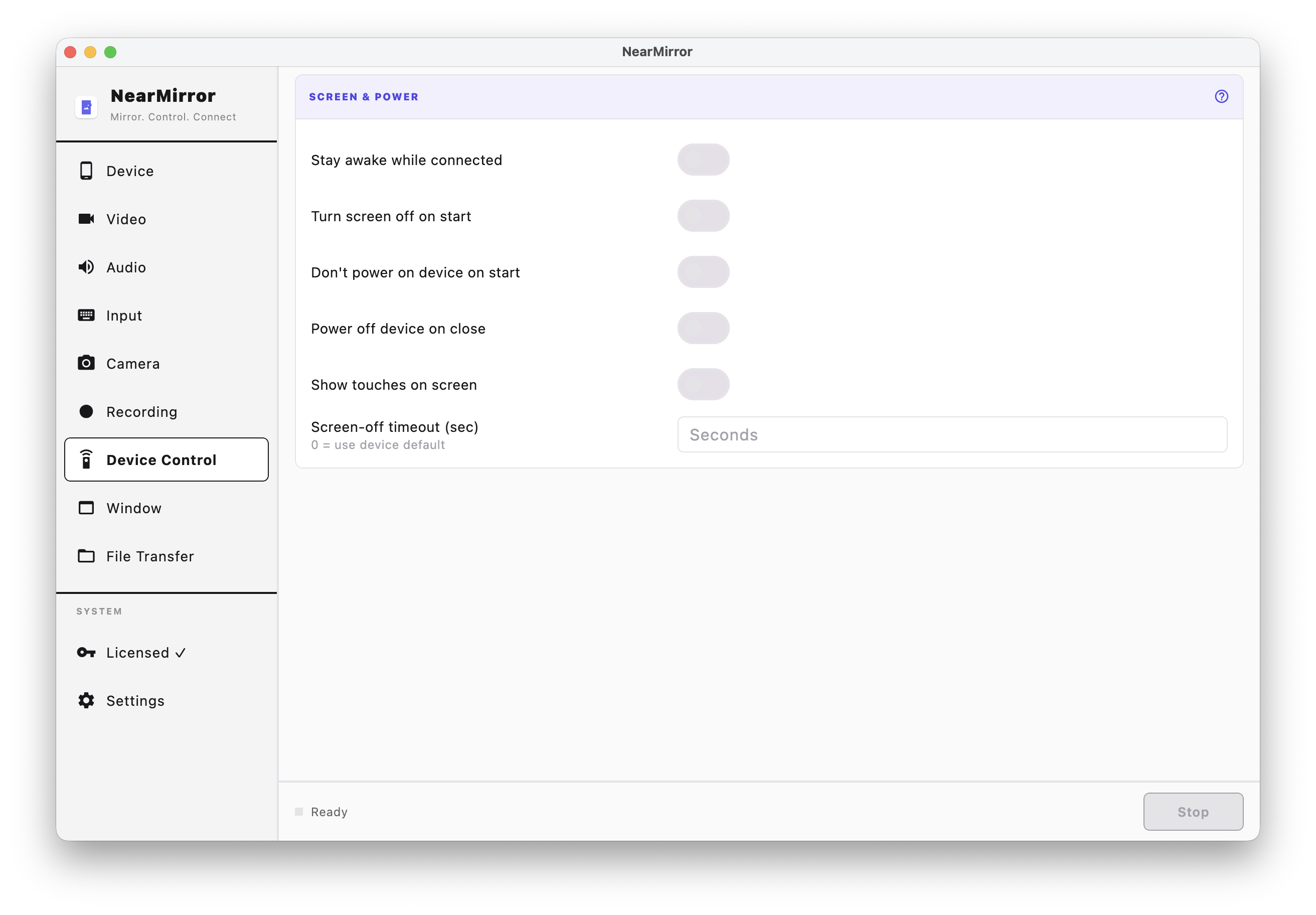 Full Desktop Control screen